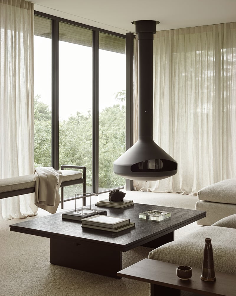 Grooves Coffee Table - Dark-tainted Teak