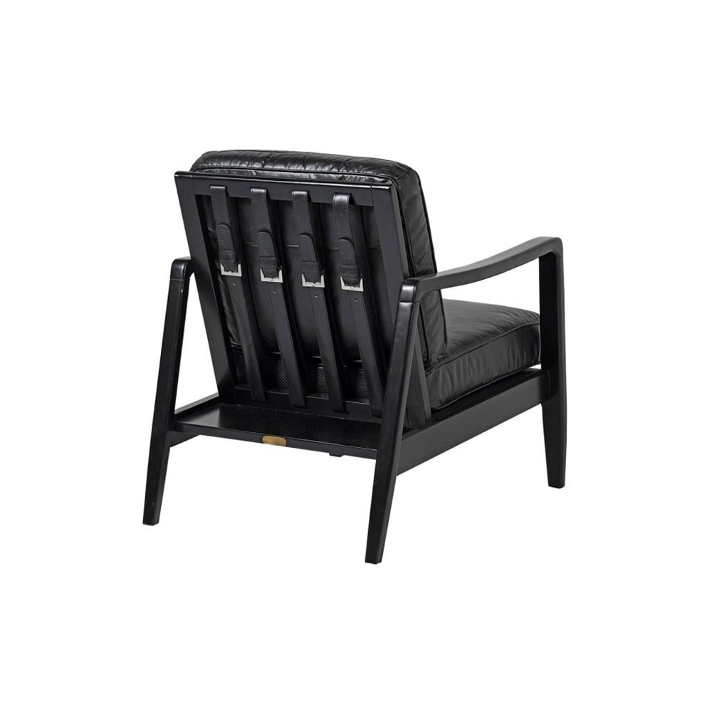 Black Leather Buckle Back Chair