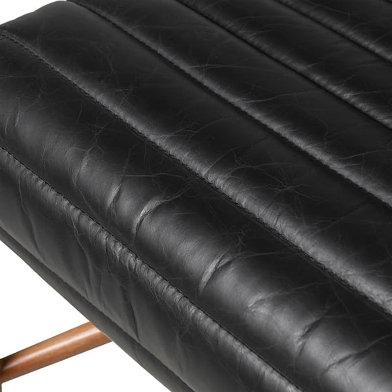 Enzo Black Ribbed Leather Armchair