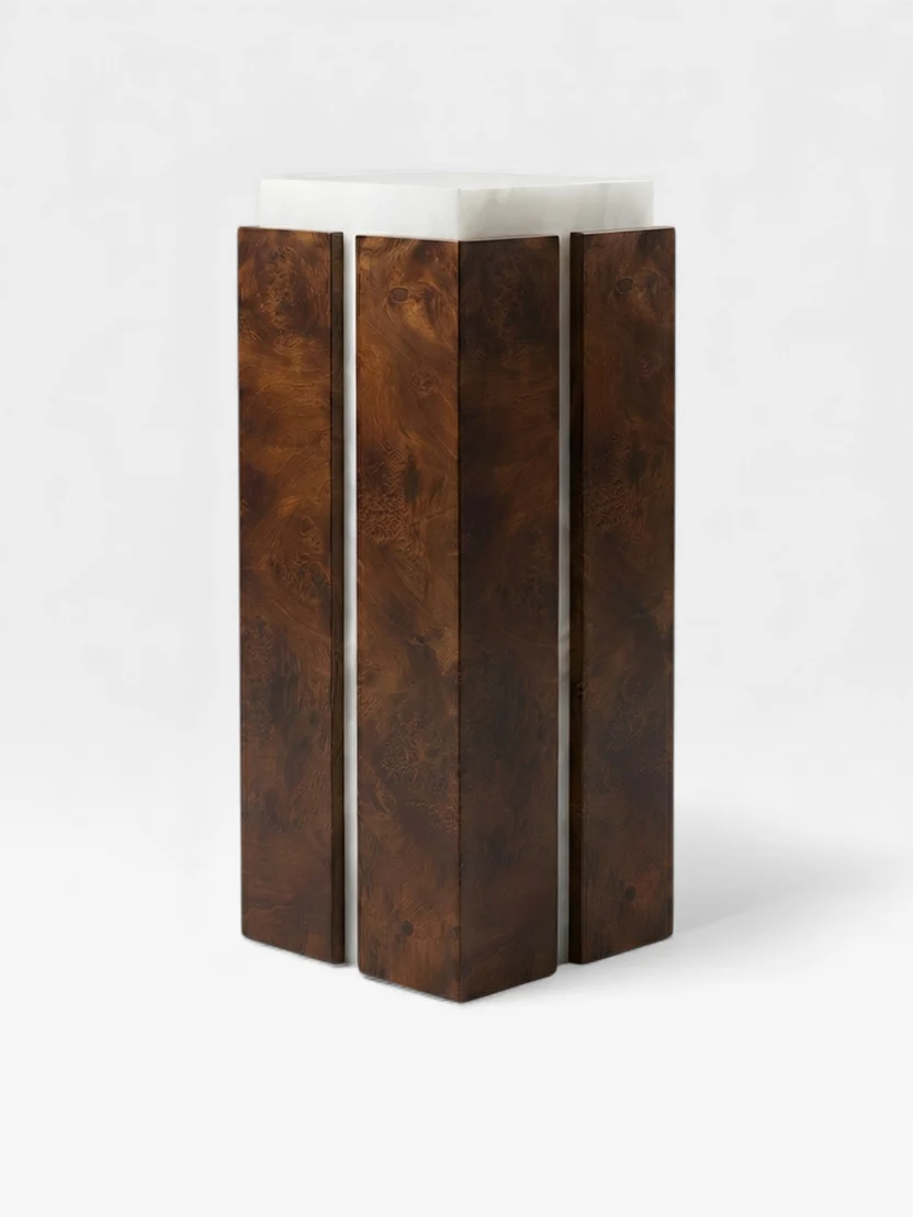 Como Plinth White Onyx And Brown Wood
