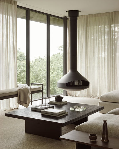 Grooves Coffee Table - Dark-tainted Teak