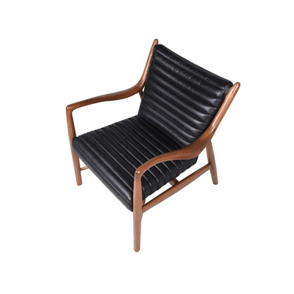 Enzo Black Ribbed Leather Armchair