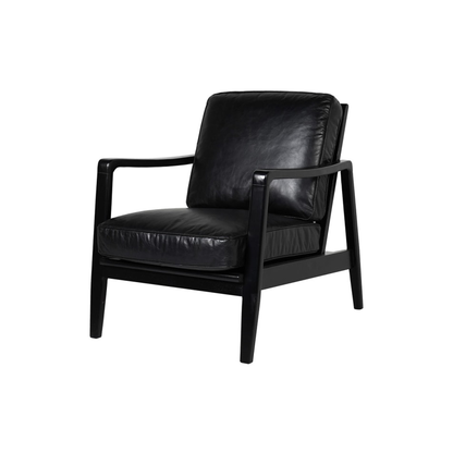 Black Leather Buckle Back Chair