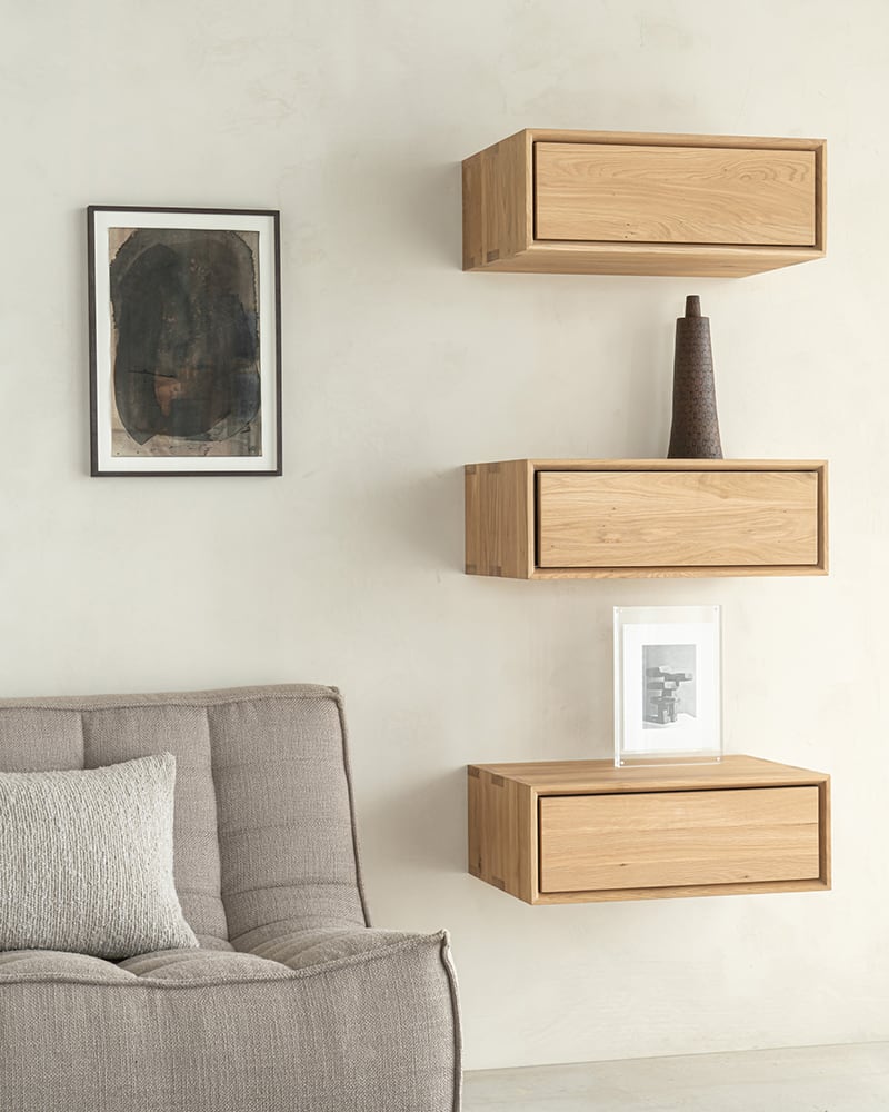 Nordic II Hanging Bedside Table - Oak