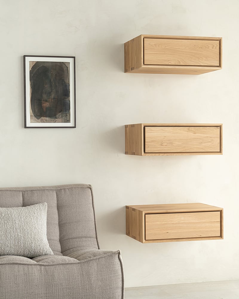 Nordic II Hanging Bedside Table - Oak