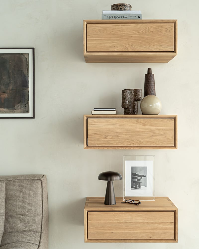 Nordic II Hanging Bedside Table - Oak
