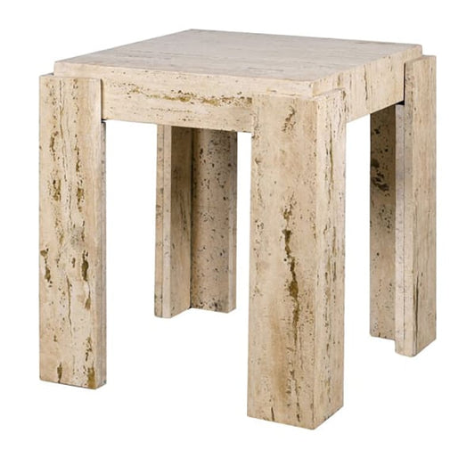 Santiago Travertine Marble Square Side Table