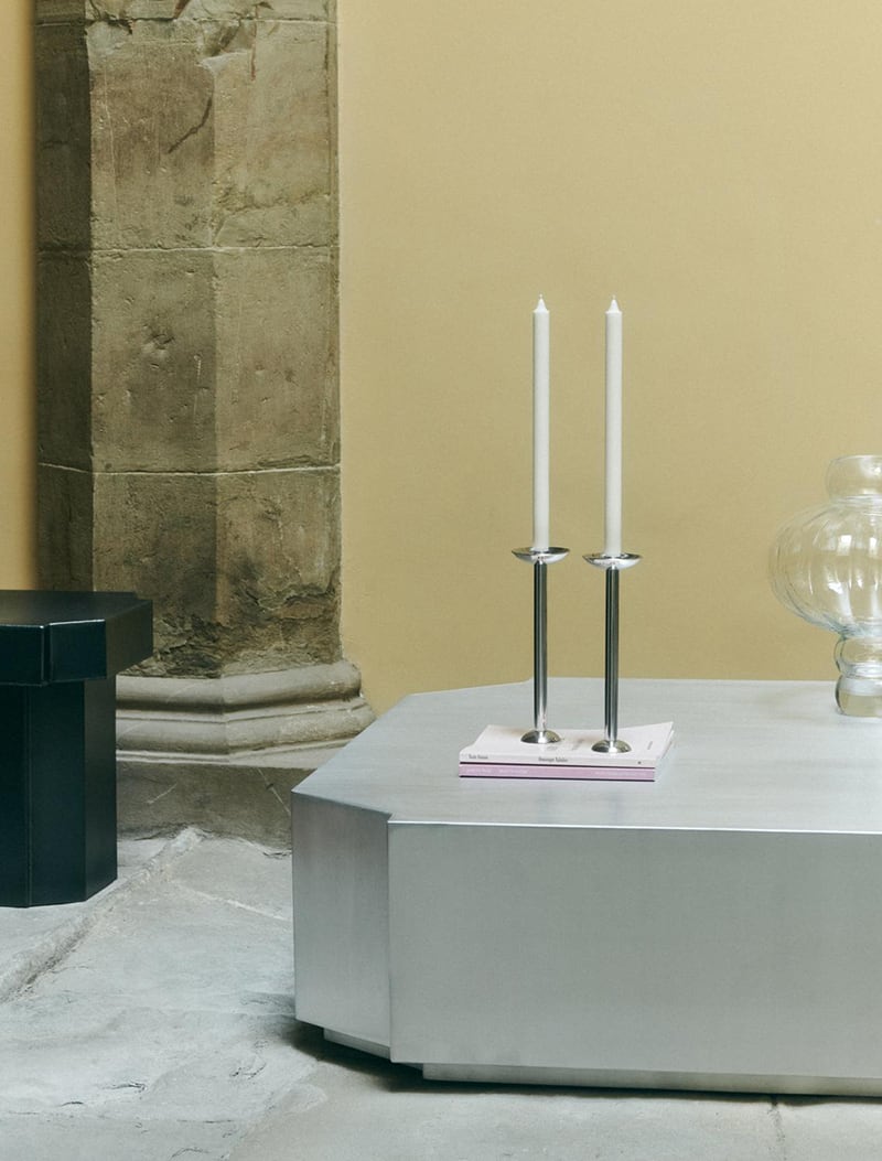 Metal Champagne Candle Holder - Low