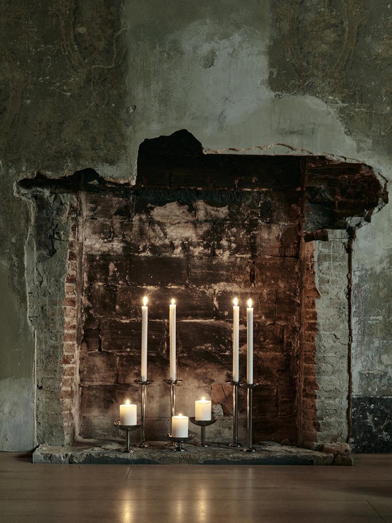 Metal Champagne Candle Holder - Low