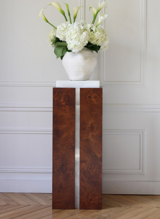 Como Plinth White Onyx And Brown Wood