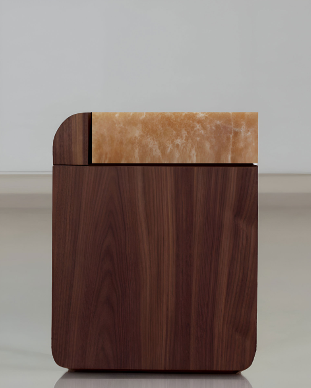 Amo Walnut And Honey Onyx Storage Table - Rectangular