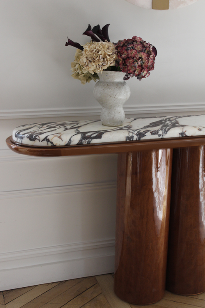 Ida Wood And Calacatta Viola Marble Console