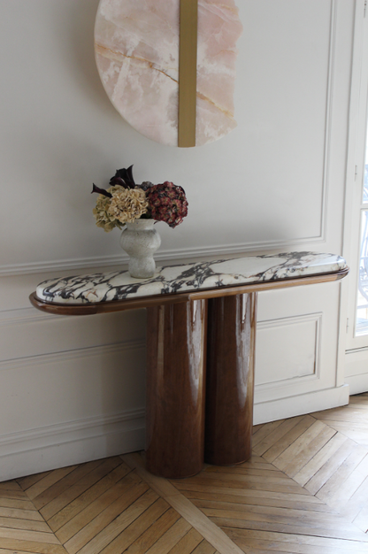 Ida Wood And Calacatta Viola Marble Console