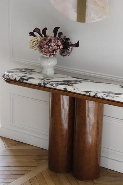 Ida Wood And Calacatta Viola Marble Console