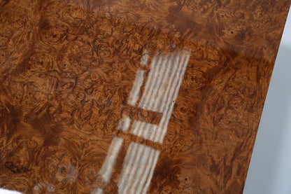 Vintage Olive Burl Wood And Chrome Low Coffee Table